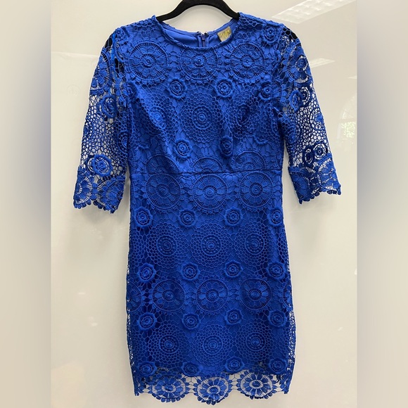 Taylor Dresses & Skirts - Taylor Blue Floral Lace Dress
